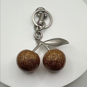 Cherry Keychain with Glittery Brown Accents